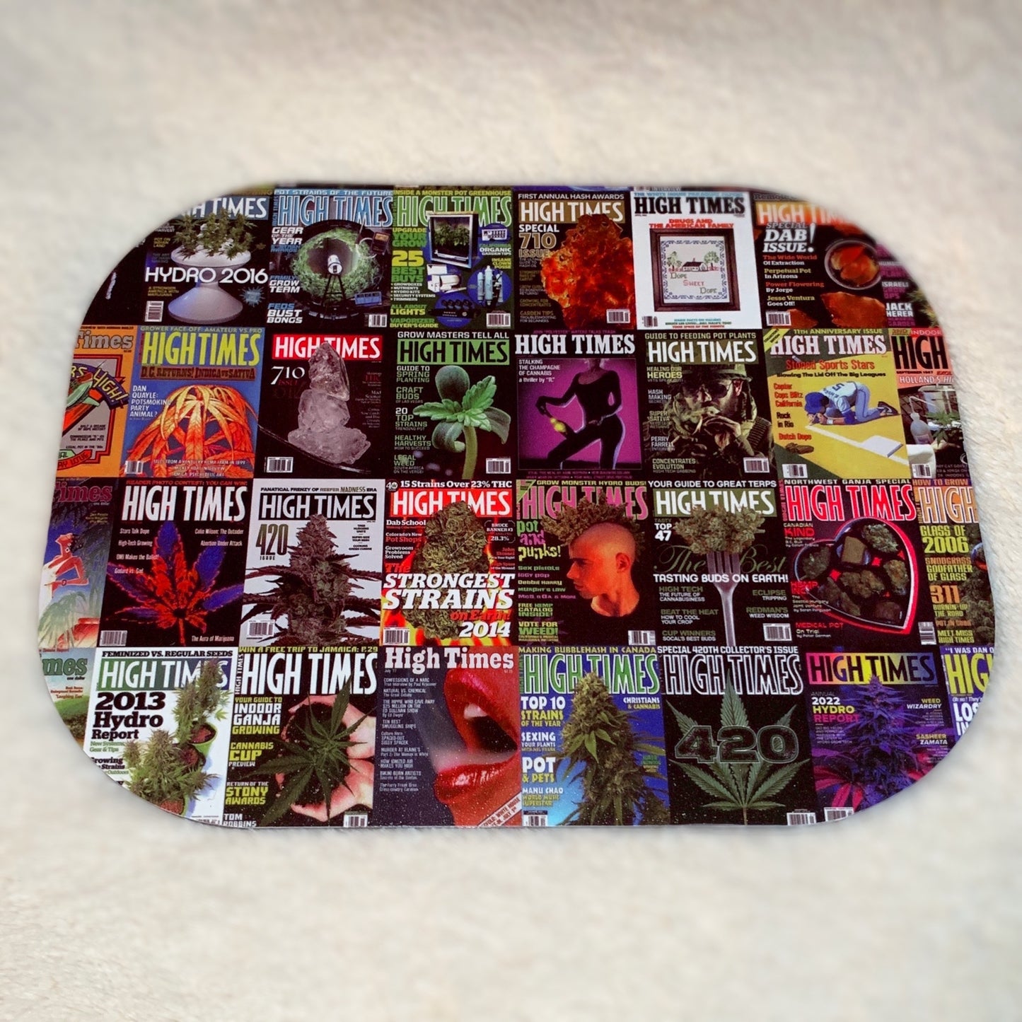 "HIGH TIMES® x PULSAR" METAL ROLLING TRAY WITH LID COVER COLLAGE