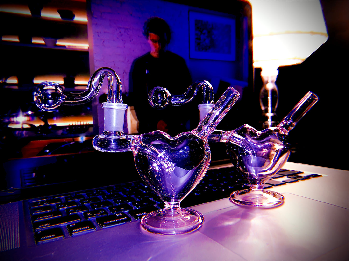 HEART GLASS OIL BURNER PIPE